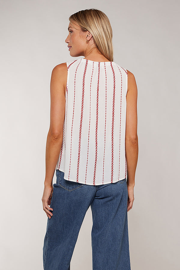 hannah sleevelss top| white.red