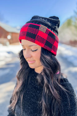 buffalo check beanie