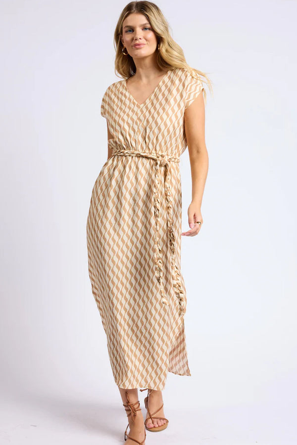 braided belt maxi dress | natural