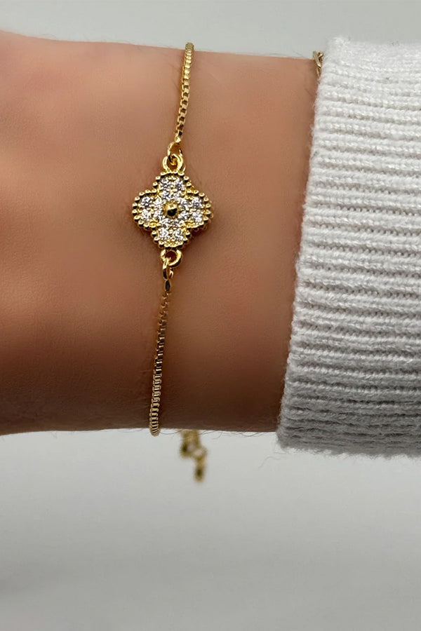 pave cz clover bracelet