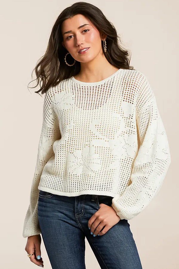 yael crochet floral sweater