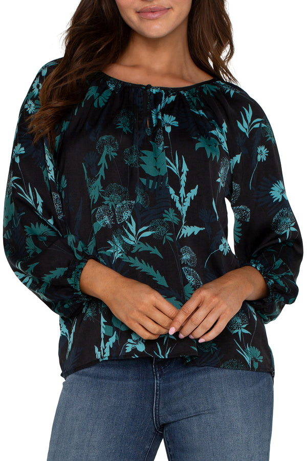 malachite folge shirred blouse