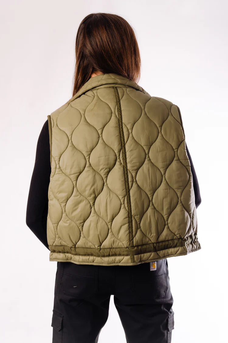 valky quilted vest | ash taupe