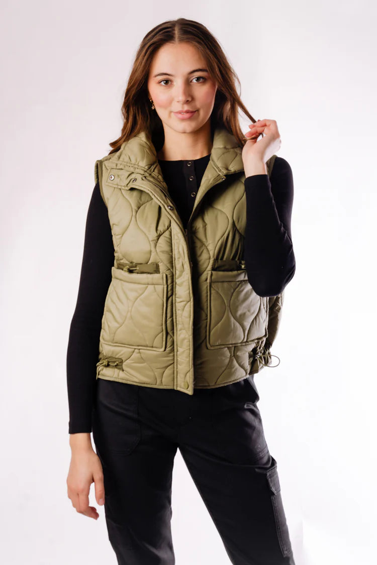 valky quilted vest | ash taupe