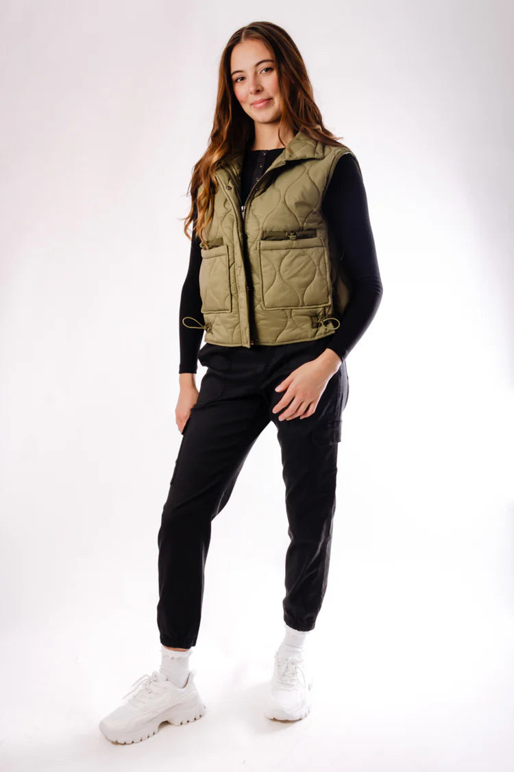 valky quilted vest | ash taupe