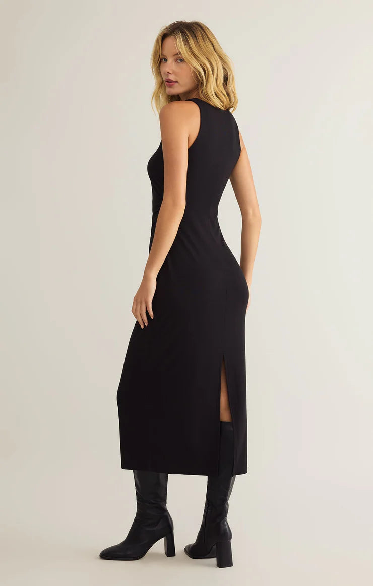 adison second skin midi dress | black