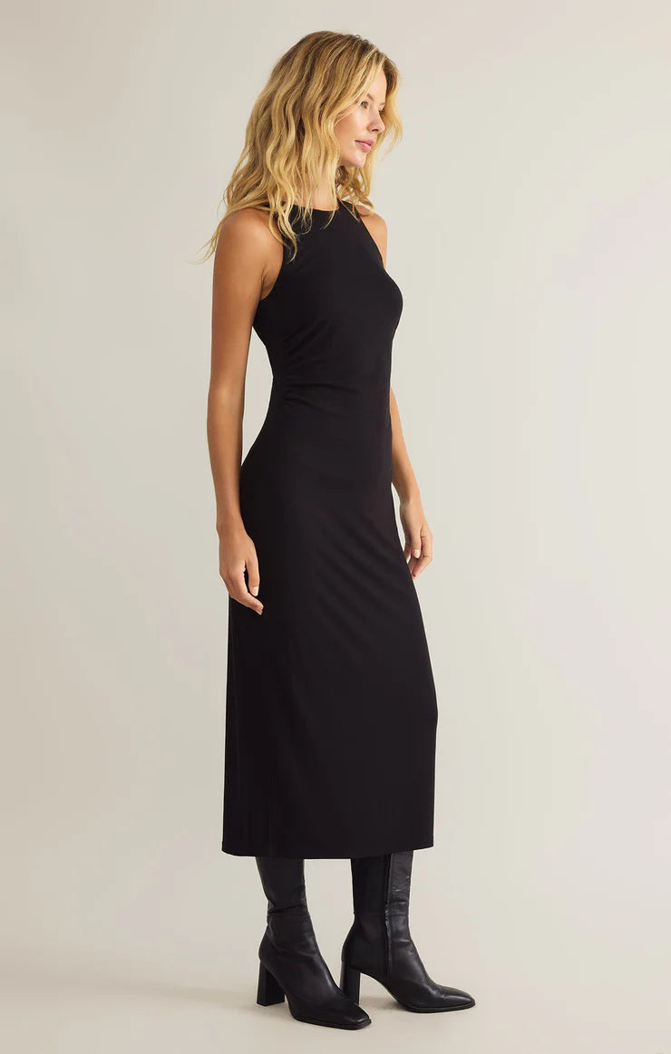 adison second skin midi dress | black