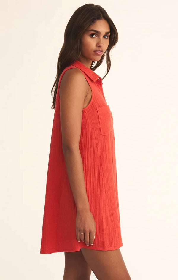 new light gauze dress | cabana red