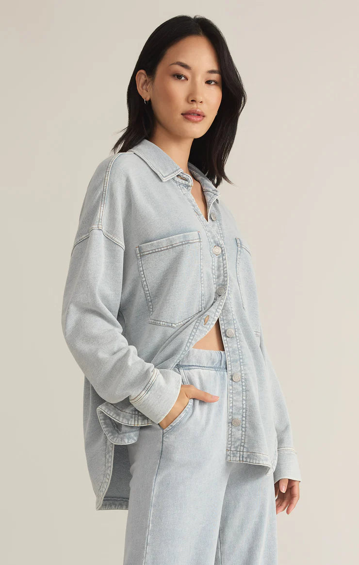 all day knit jacket | denim blue