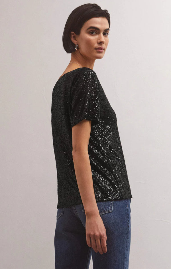 marbella sequin top-black