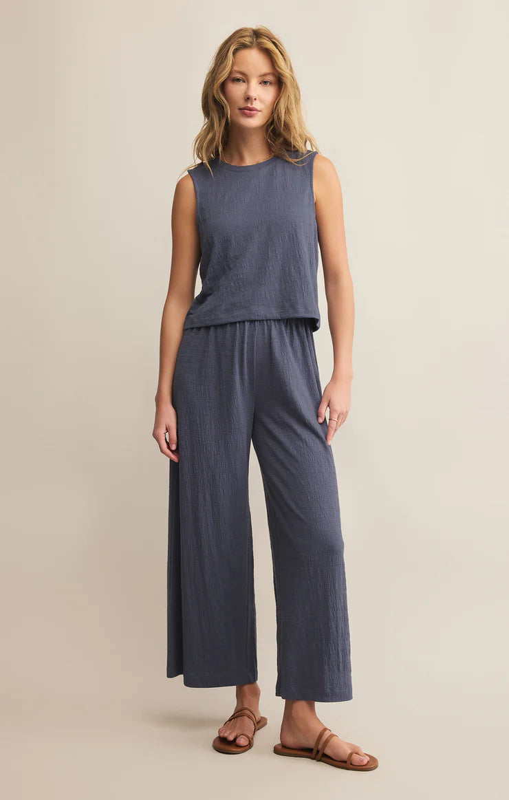 sloane textured slub top | blue