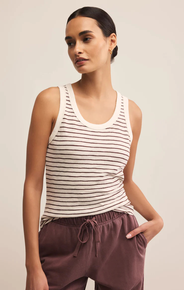 perfect striped tank | sandalwood