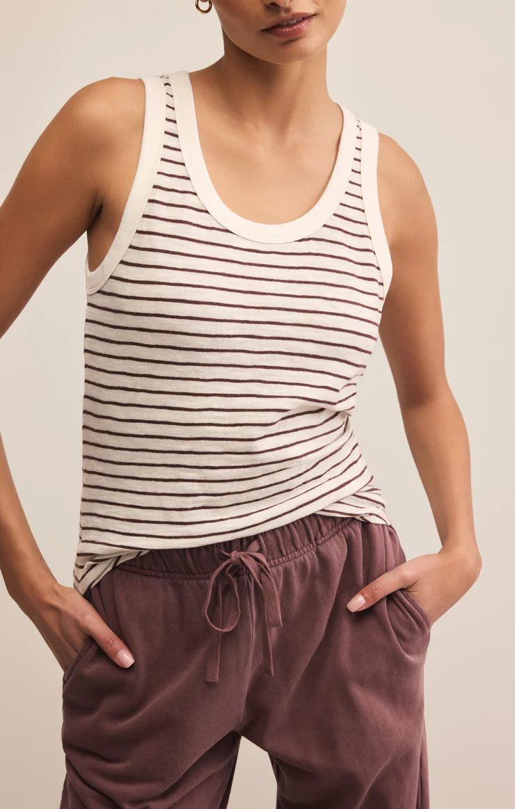 perfect striped tank | sandalwood