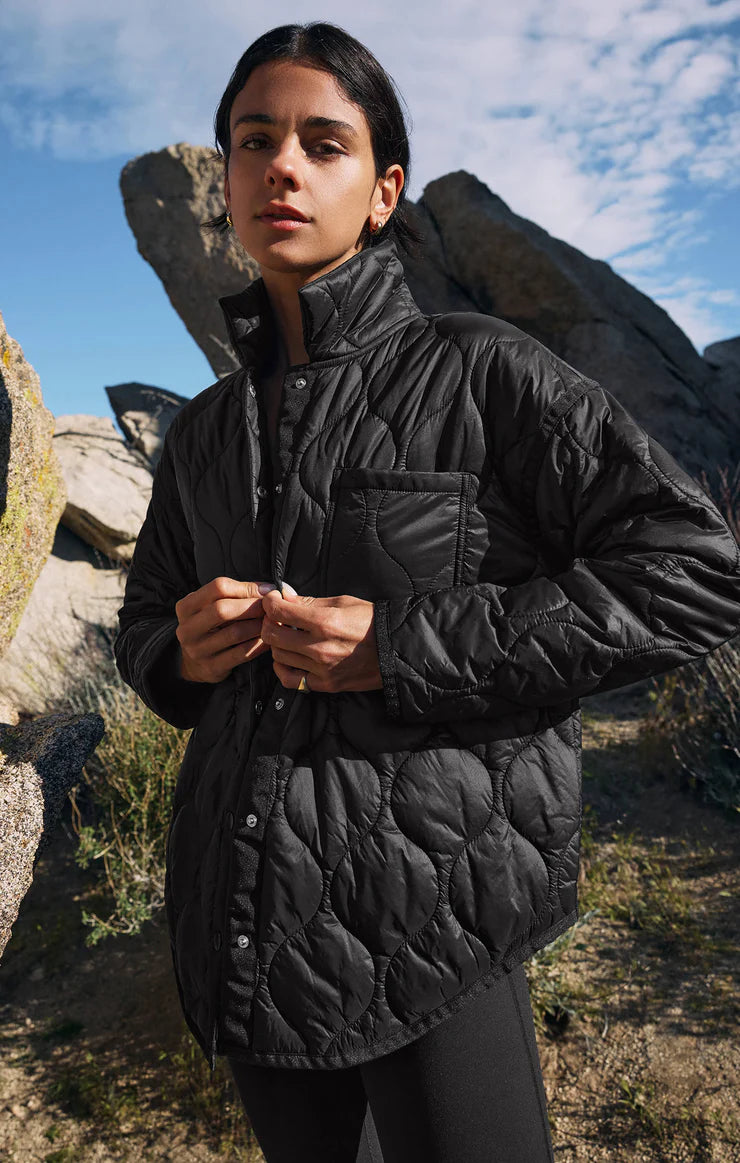 time is now quilted jacket | black