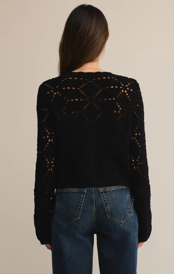 rosalyn diamond crochet cardi | black