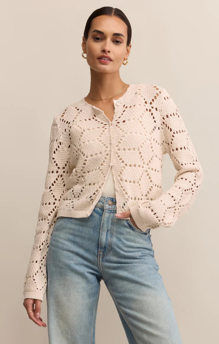 rosalyn diamond crochet cardi | crystal