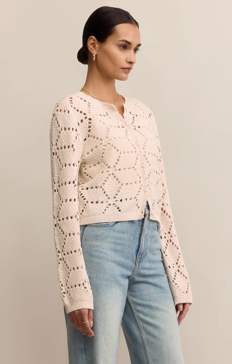 rosalyn diamond crochet cardi | crystal