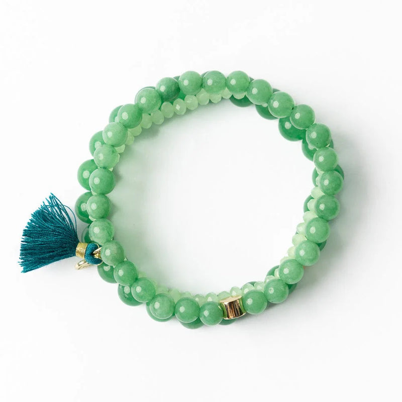 addison glass & crystal bracelet set | jade green