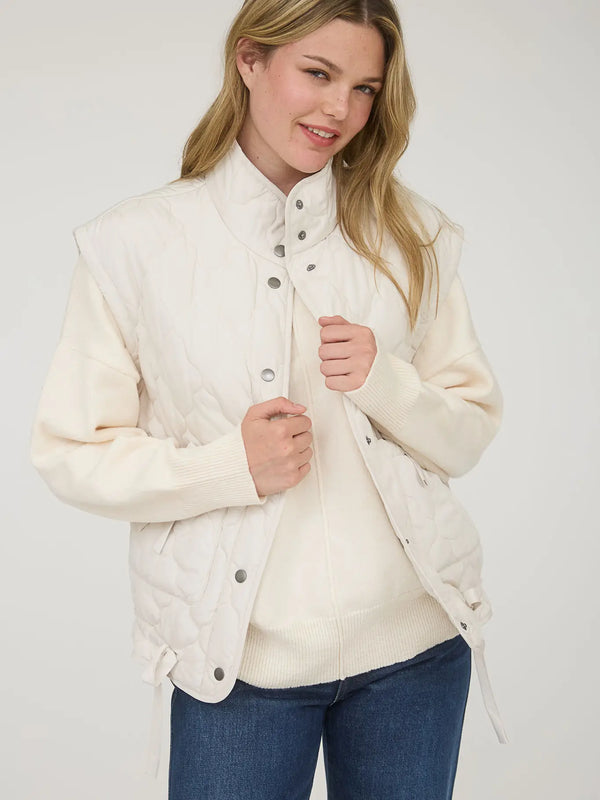 tie detail puffer vest | 2 colors