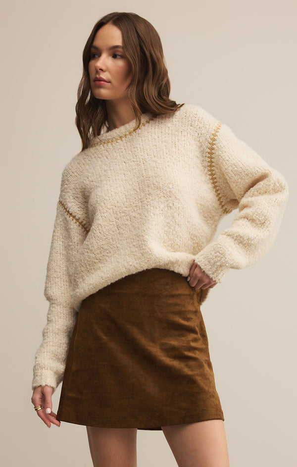 romnie contrast stitch sweater | crystal