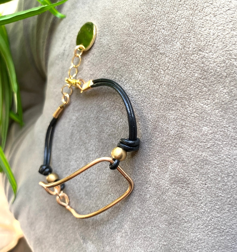 rectangle boho leather bracelet