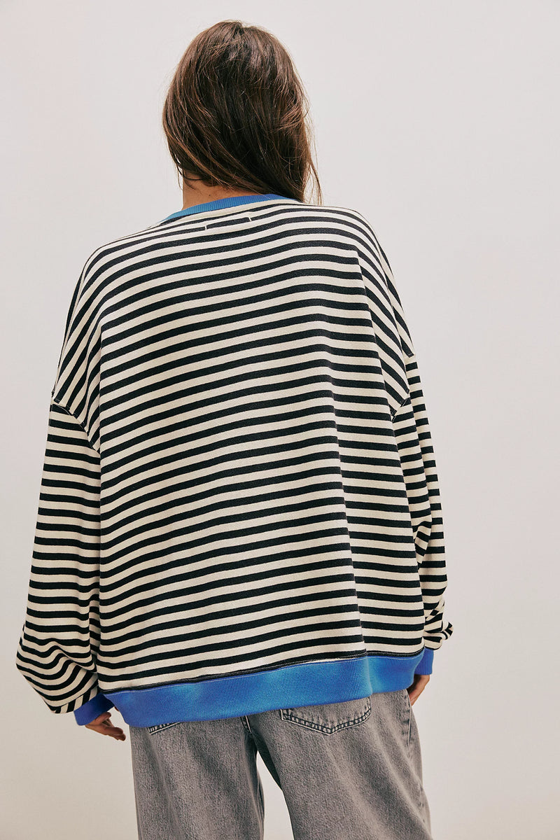 classic striped crew | black combo