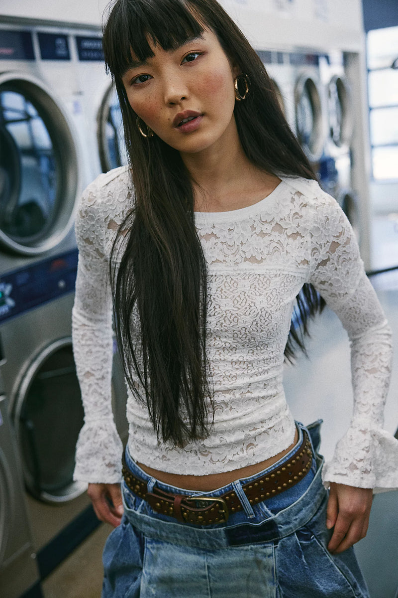 sugar swizzle lace layering top