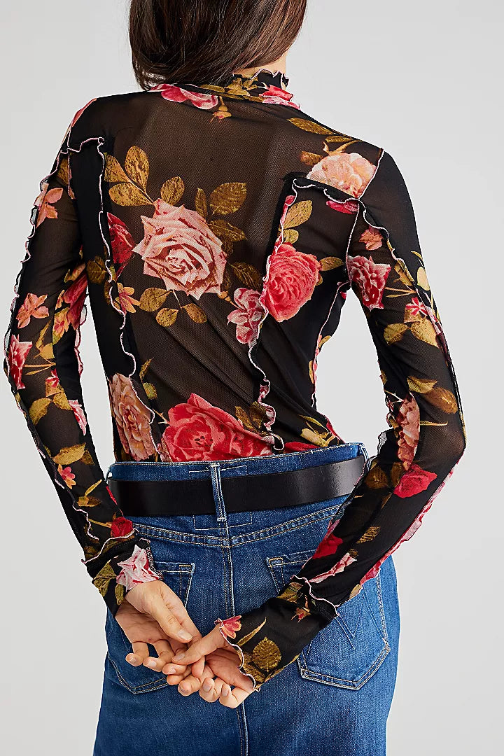 charlie printed mesh top