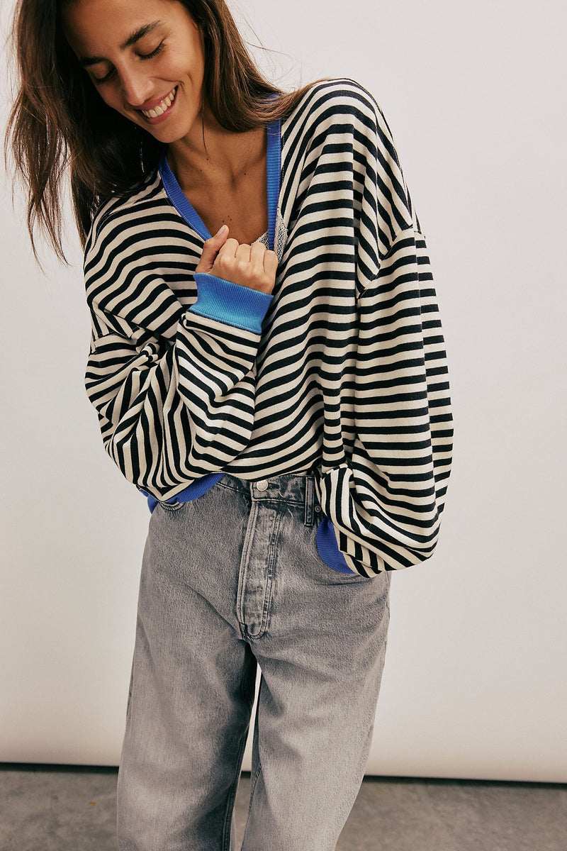 classic striped crew | black combo