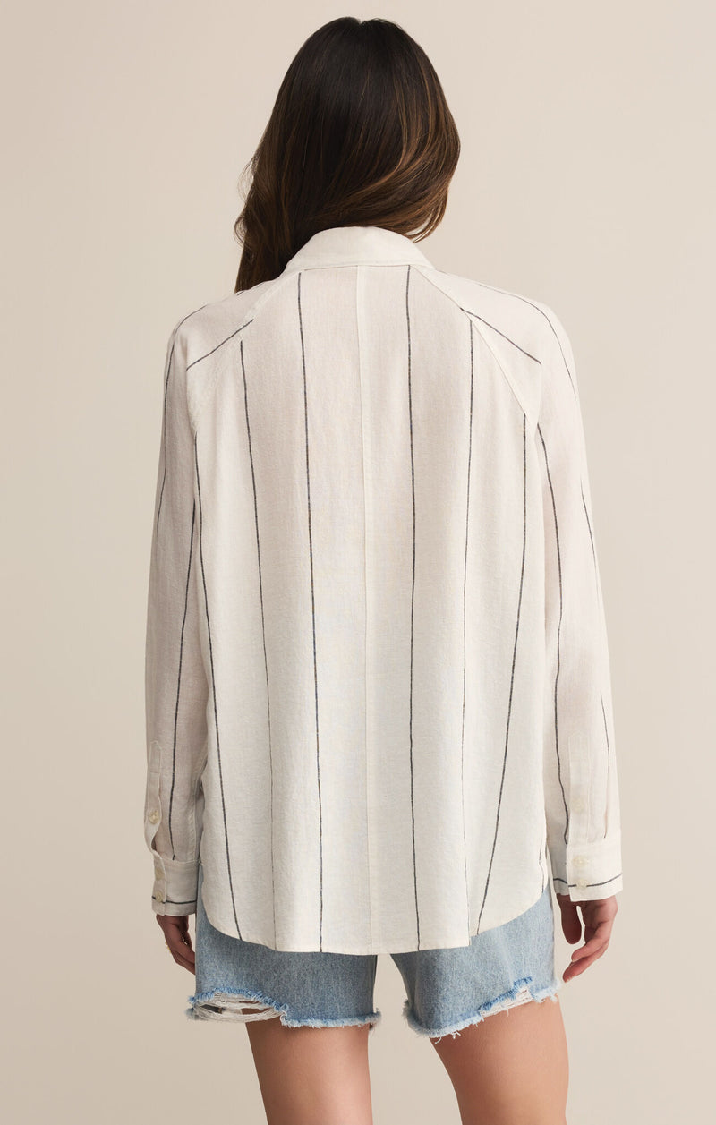 perfect linen stripe shirt | white