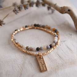 serenity gemstone double wrap gold beaded bracelet | more