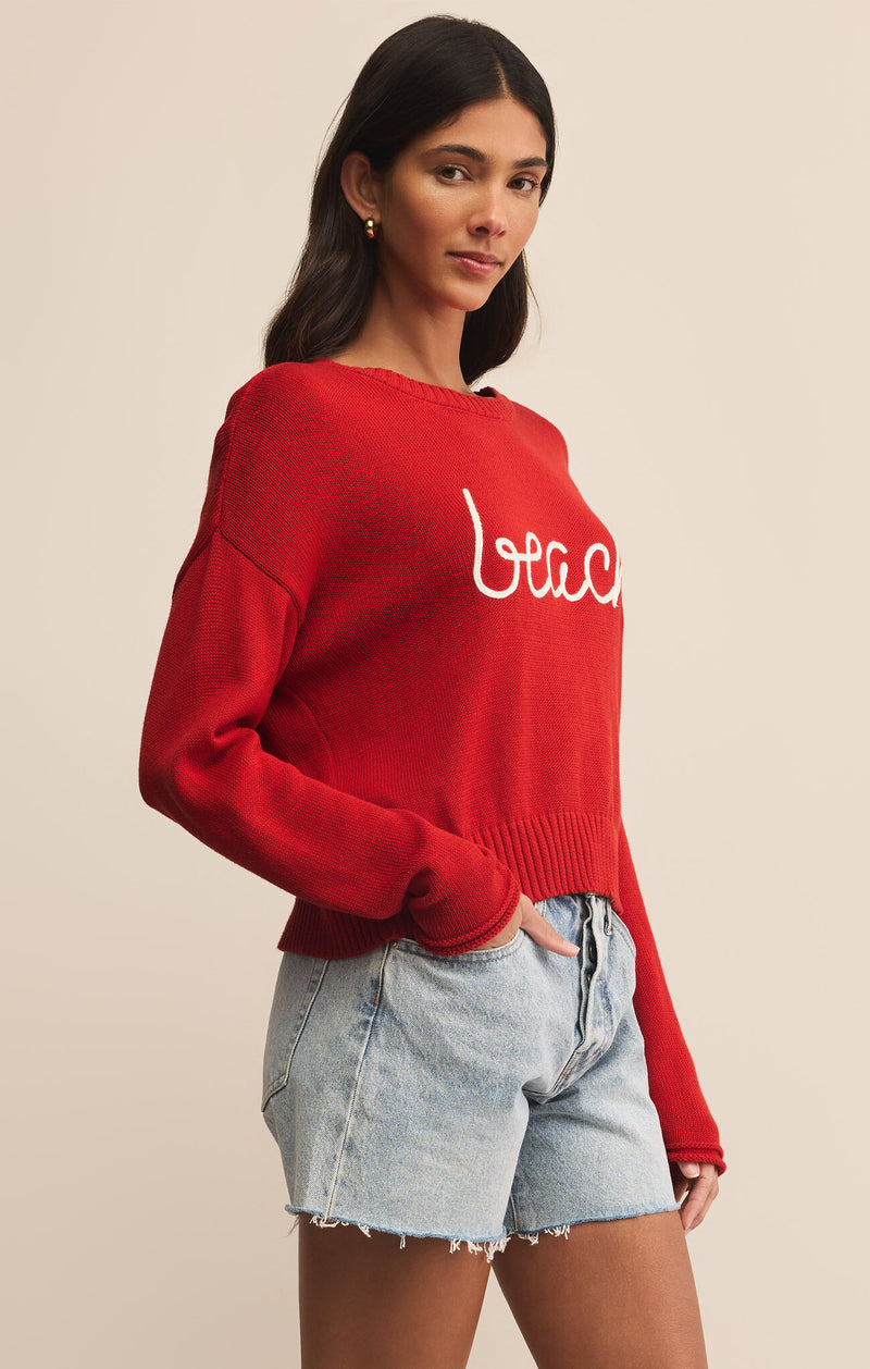 sienna beach sweater | cabana red
