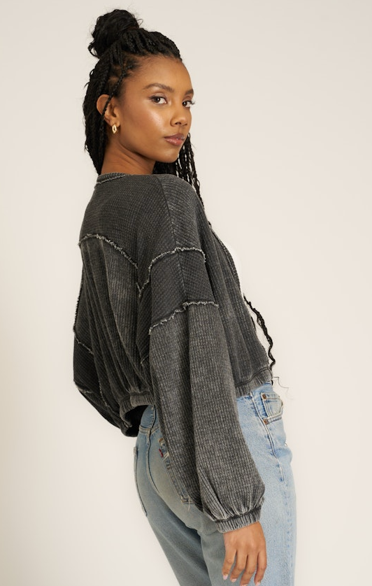 too cool seamed burnout shrug | black