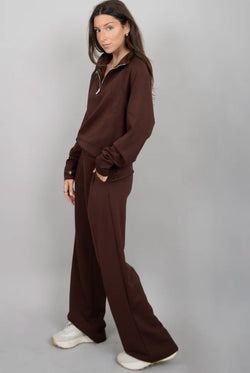 poline scuba knit pintuck pant | chocolate