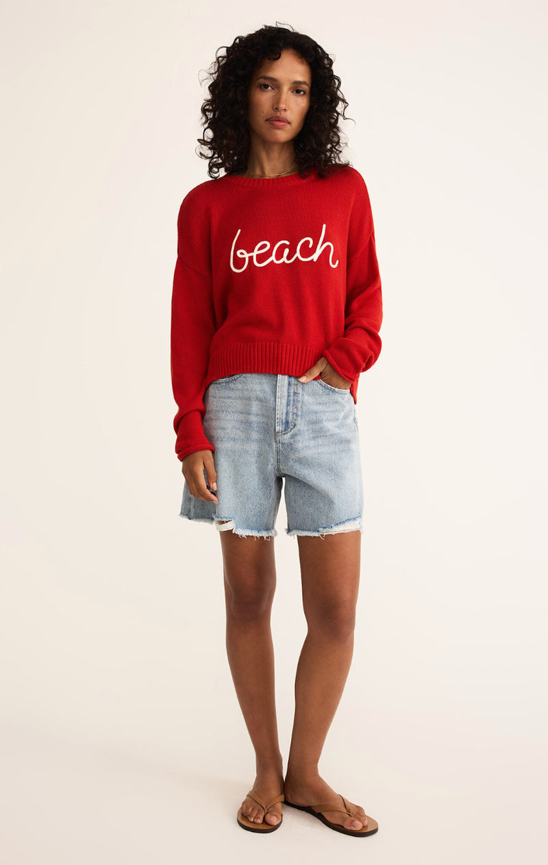 sienna beach sweater | cabana red