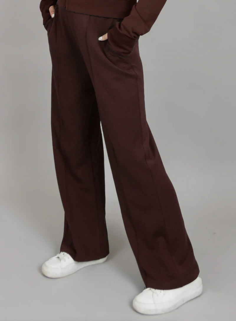 poline scuba knit pintuck pant | chocolate