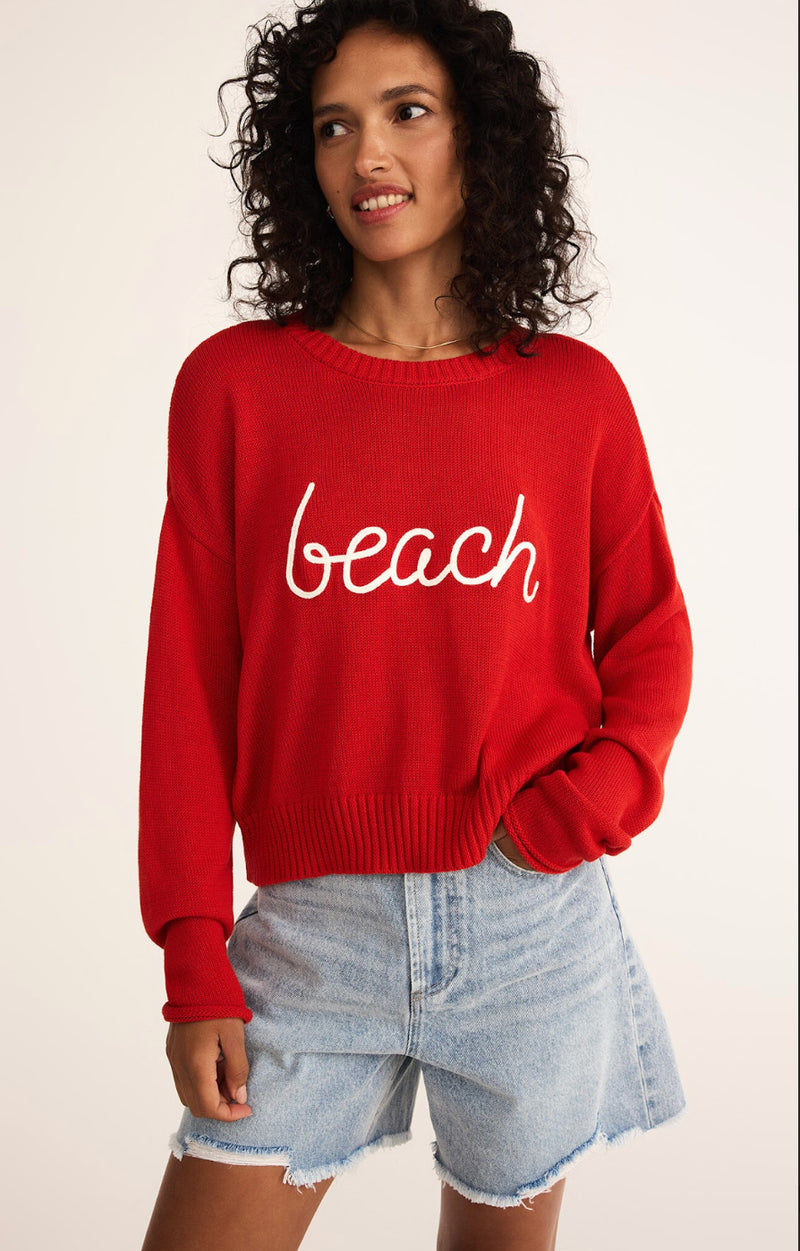sienna beach sweater | cabana red