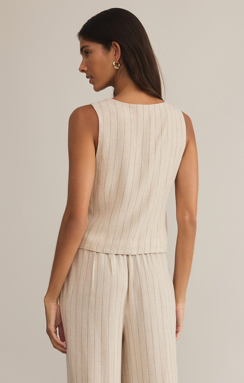 belfort pinstripe linen vest | flax