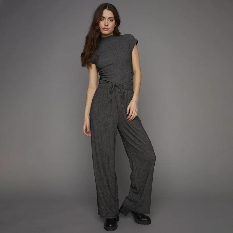 shirlay side shirred mockneck | grey twist