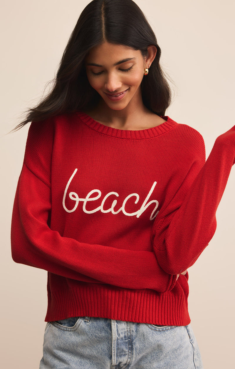 sienna beach sweater | cabana red