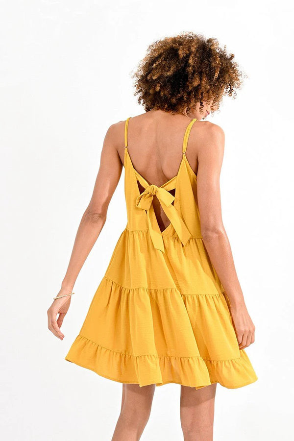tie back dress | yellow mango