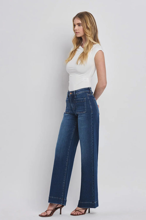 maddy front patch pocket jeans | wide leg