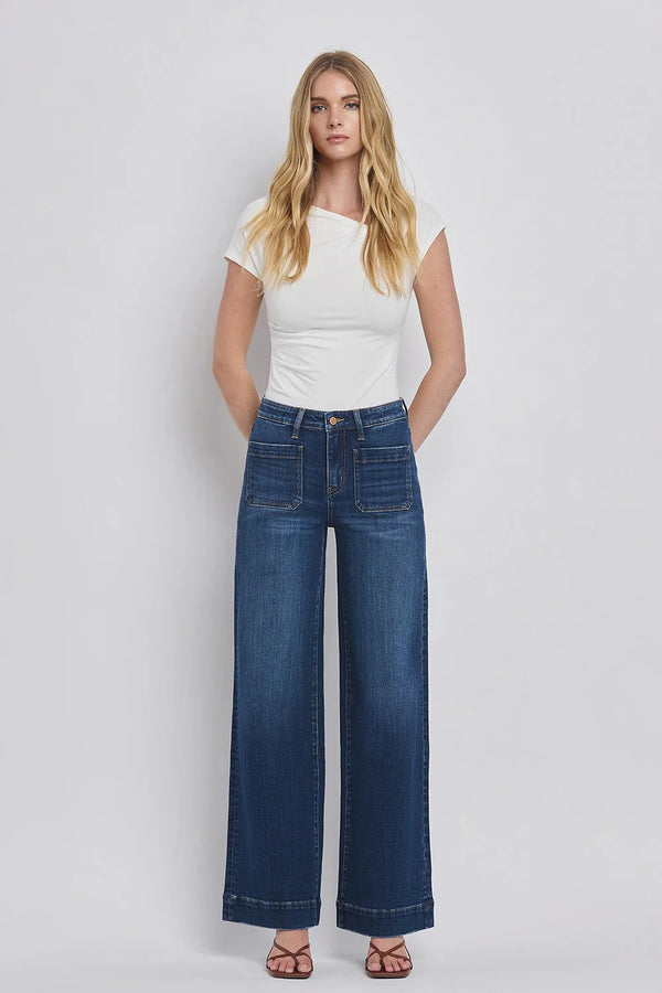 maddy front patch pocket jeans | wide leg