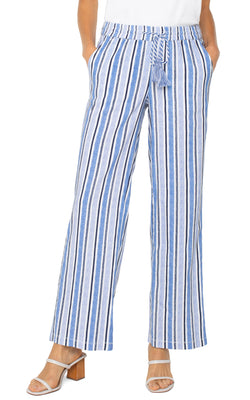 stripe drawstring pant | cobalt