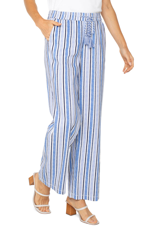 stripe drawstring pant | cobalt