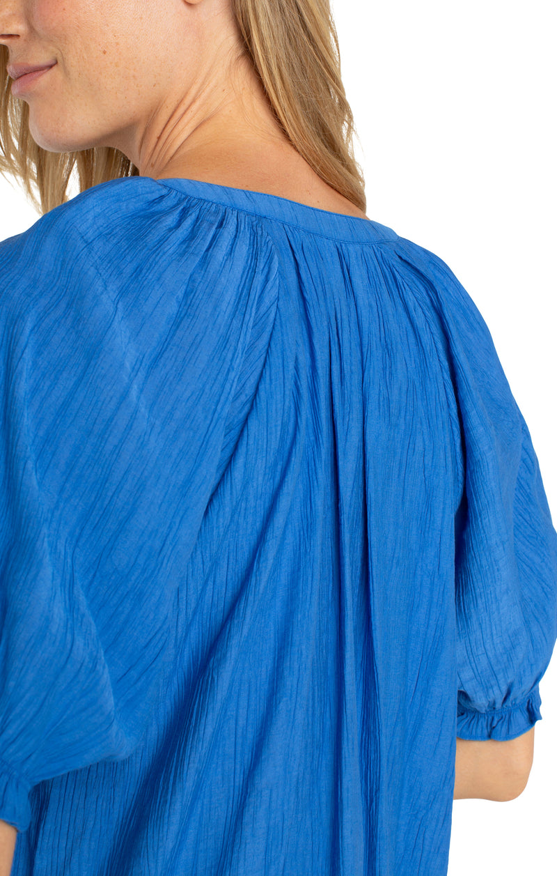 half placket woven blouse | cobalt