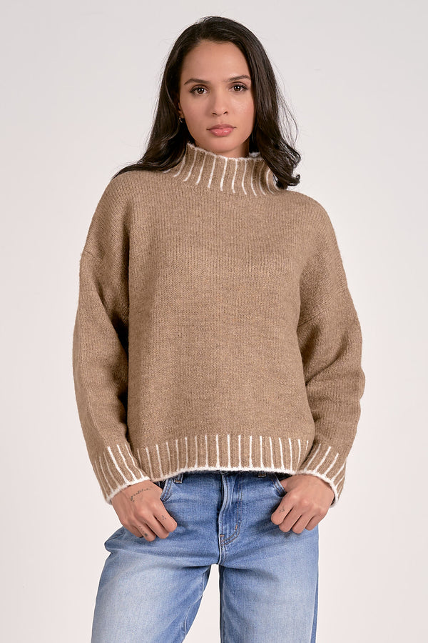 valma whipstitch sweater | tan