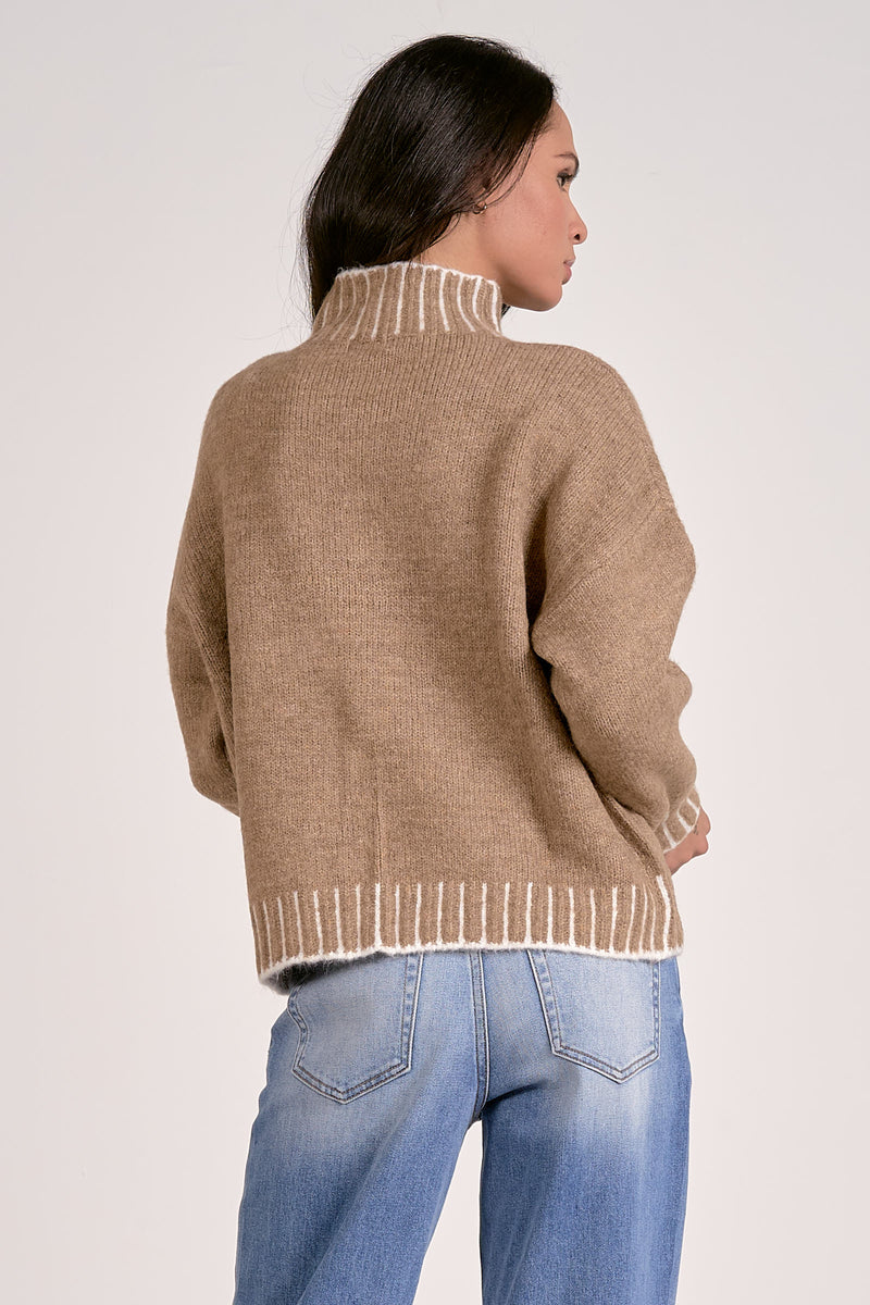 valma whipstitch sweater | tan