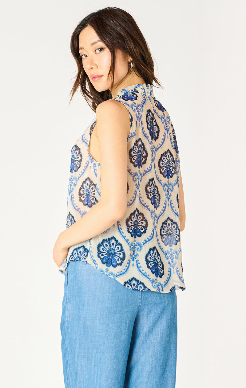 blue medallion blouse