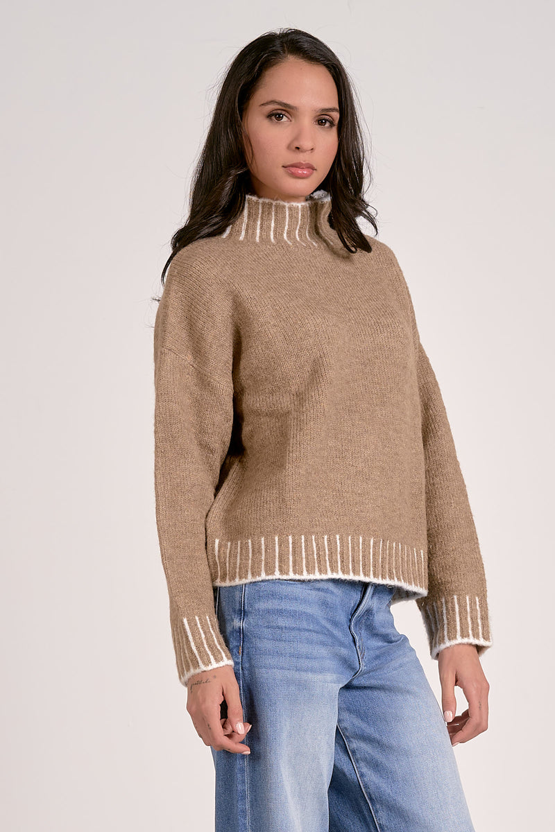 valma whipstitch sweater | tan